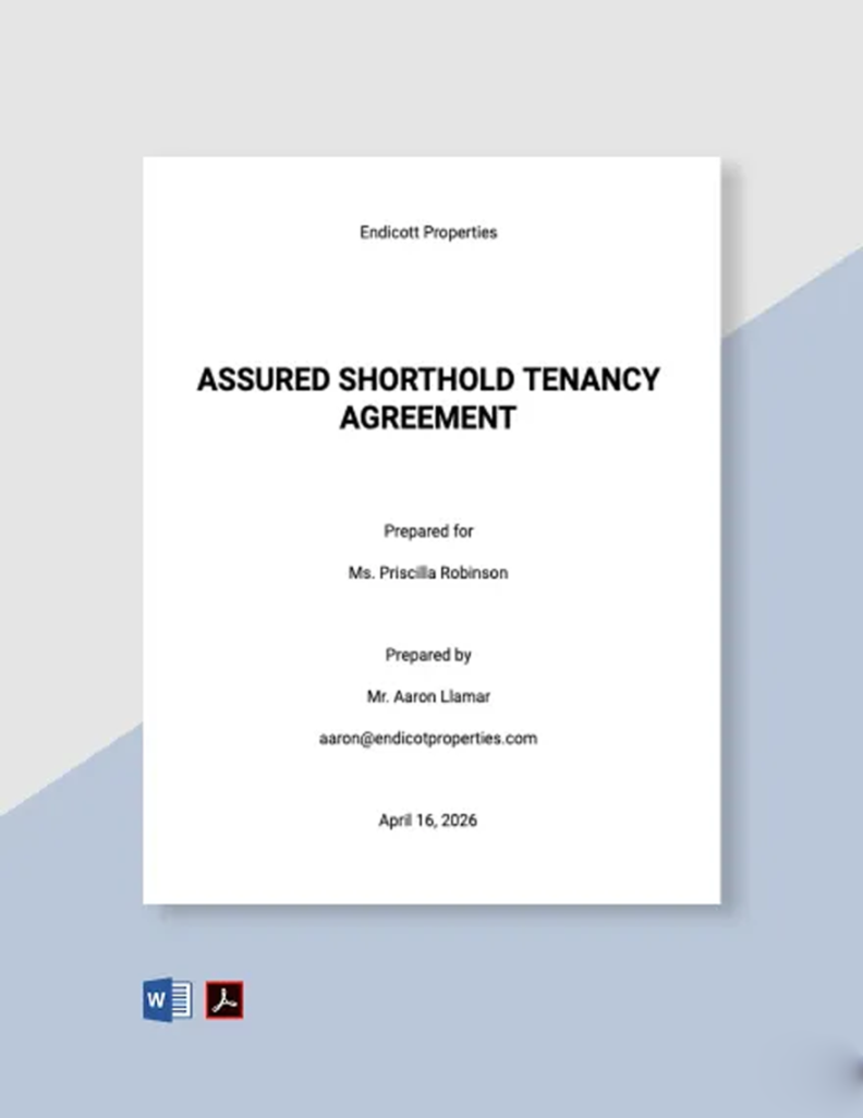 Assured Shorthold Tenancy Agreement Template in Word, PDF, Google