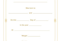 Template For Newborn Baby’s Birth Certificate