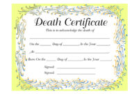 Template For A Fictitious Death Certificate