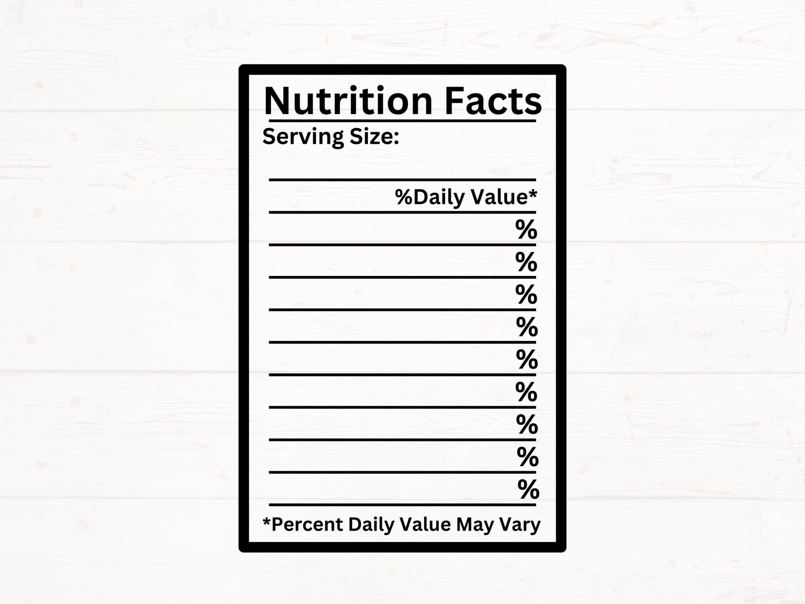 Blank Nutrition Facts SVG, Nutrition Facts Template PNG, Blank