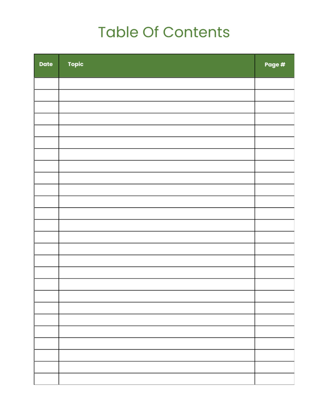 Blank Table of Contents Template - Edit Online & Download Example