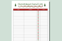 Comprehensive Christmas Card List Template For Formal Correspondence