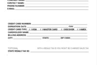 Credit Card Authorization Form Template For Australian Transactions