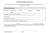 Credit Card Authorization Form Template For Word