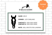 Equine Stall Card Template