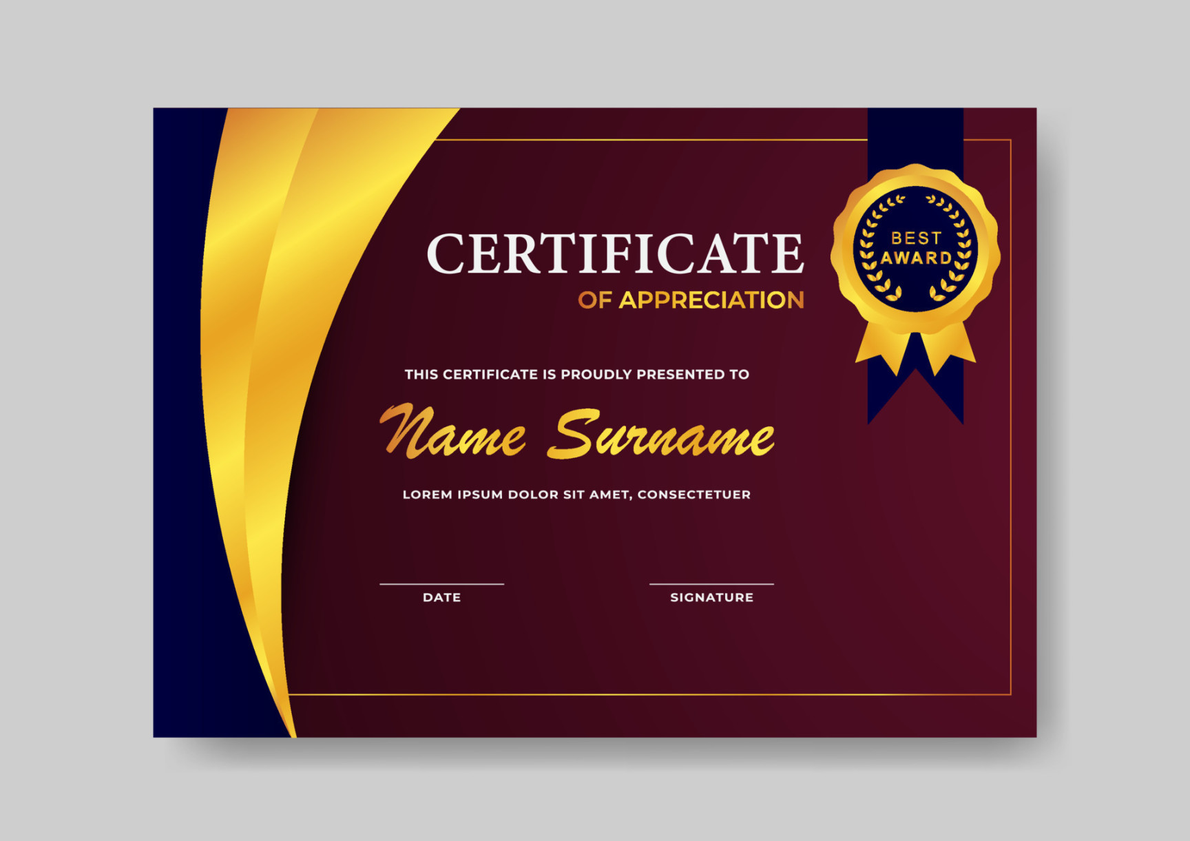 Elegant And Beautiful Certificate Template Design For Corporate