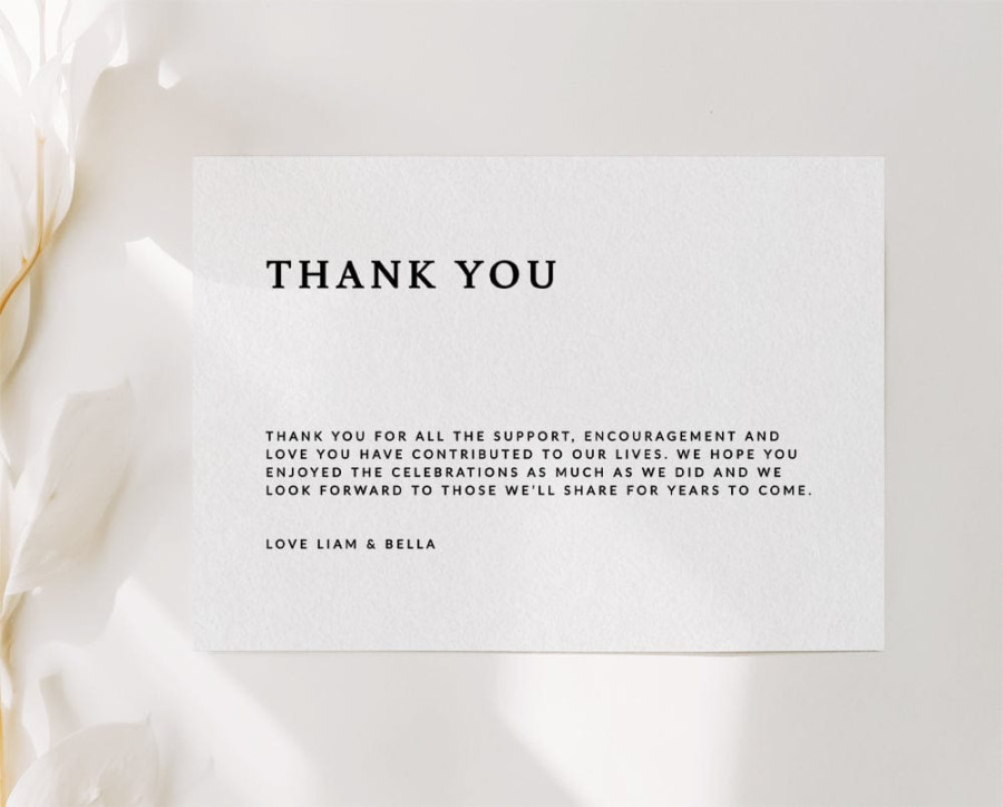 Elegant Wedding Printable Thank You Card Template Online