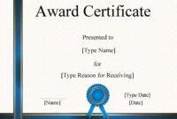 Certificate Of Excellence Template