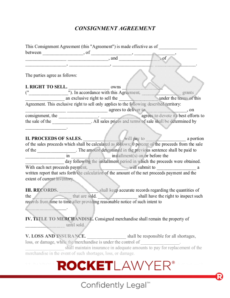 Free Consignment Agreement Template & FAQs - Rocket Lawyer