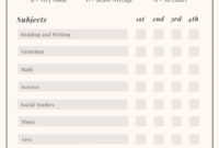 Homeschool Report Card Template For Middle School