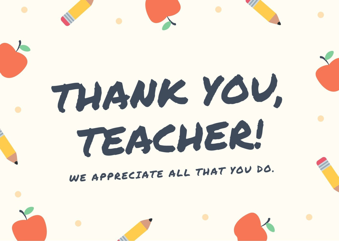 Free custom printable teacher thank you card templates  Canva