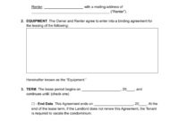 Party Equipment Rental Agreement Template