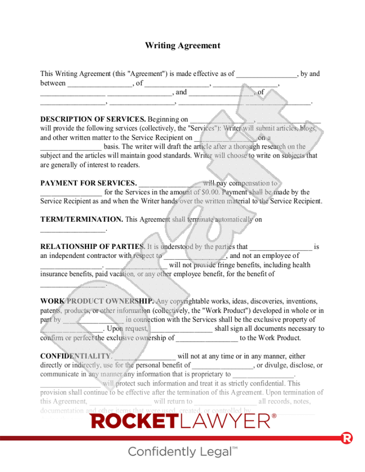 Free Freelance Writer Contract Template - Rocket Lawyer