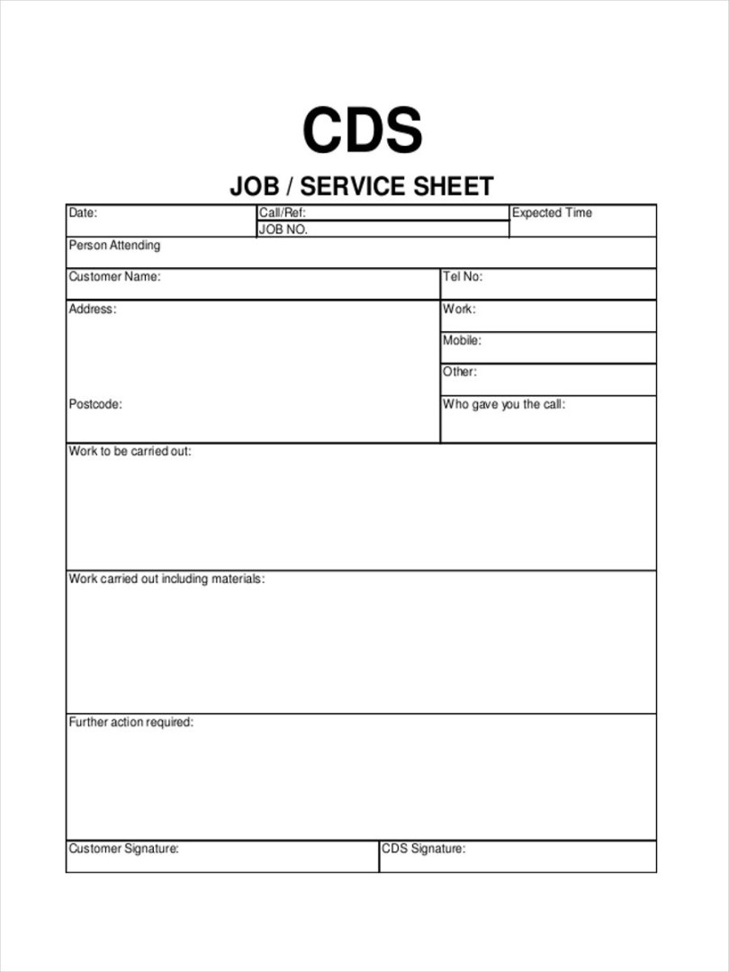 Free + Job Sheet Examples & Samples In Google Docs inside