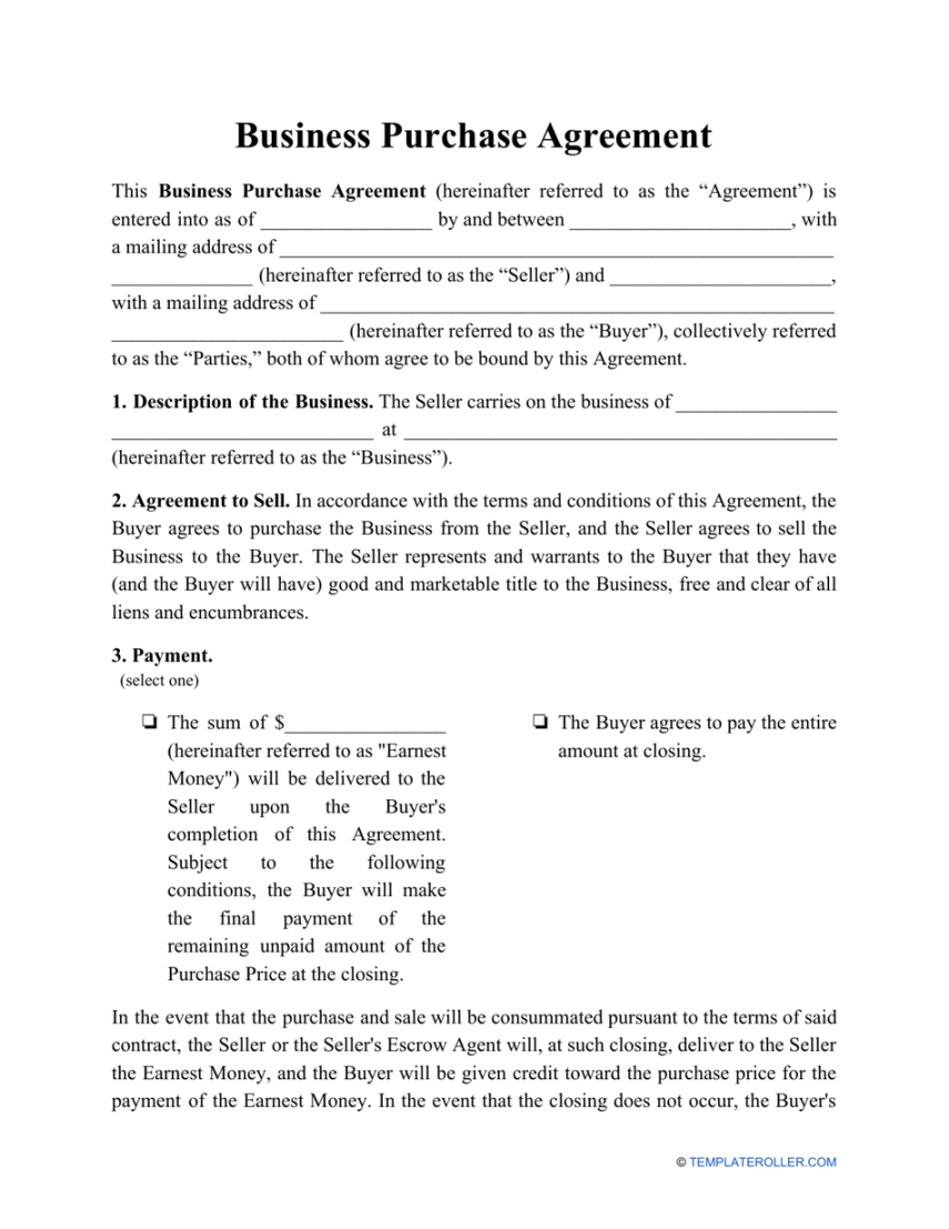 Hire Purchase Agreement Template