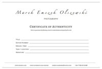 Certificate Of Authenticity Photography Template