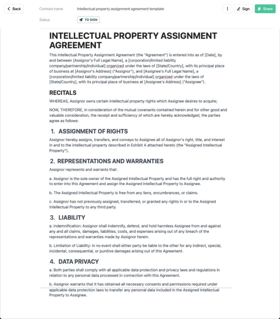 Intellectual property assignment agreement template - free to use