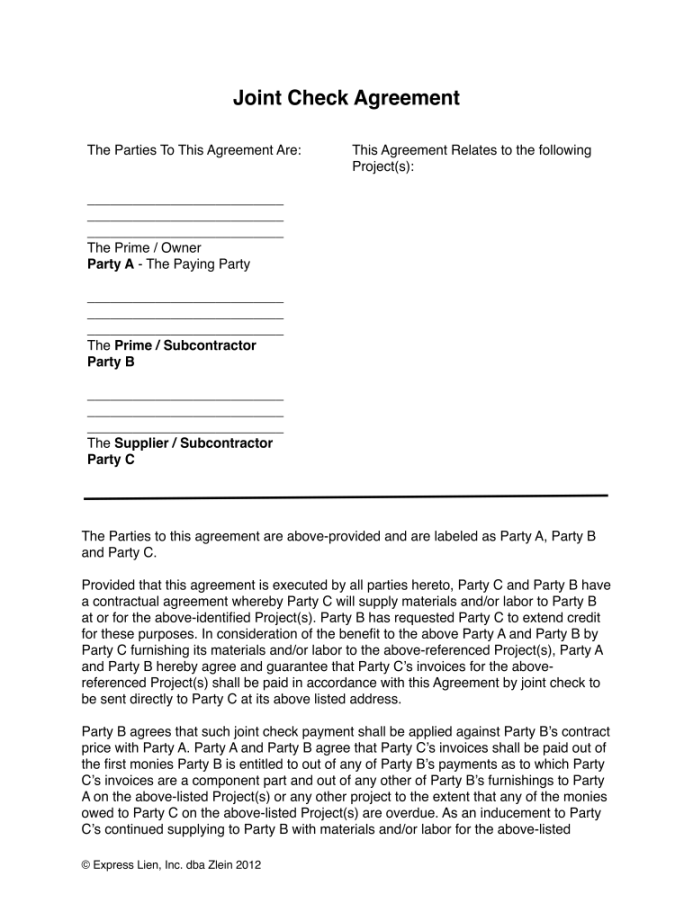 Joint Check Agreement Template - Fill Online, Printable, Fillable