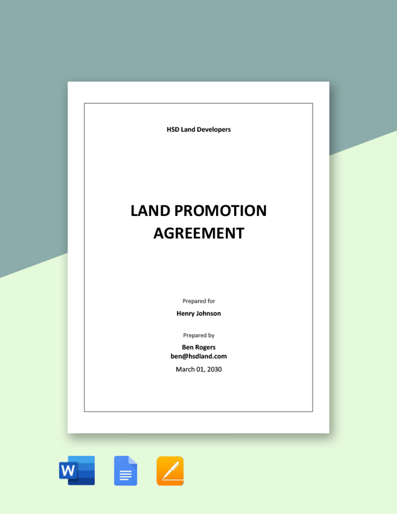 Land Promotion Agreement Template in Word, Google Docs, Pages