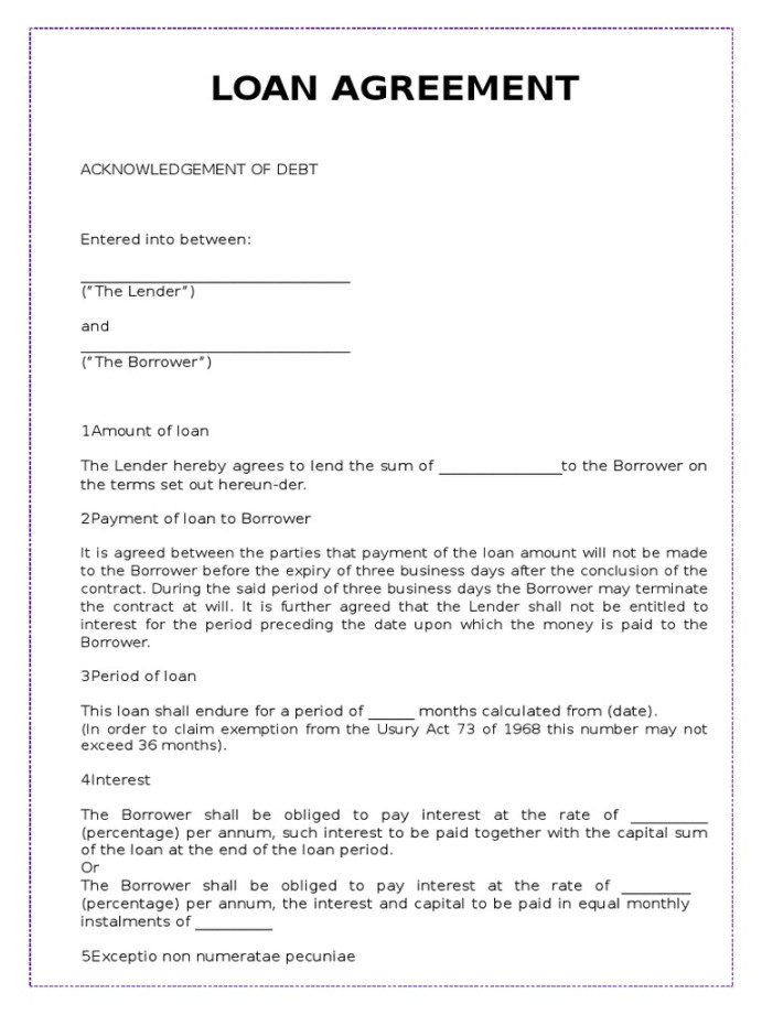 Loan Agreement Template   Download Free PDF  Debtor  Loans