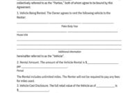 Vehicle Rental Agreement Template