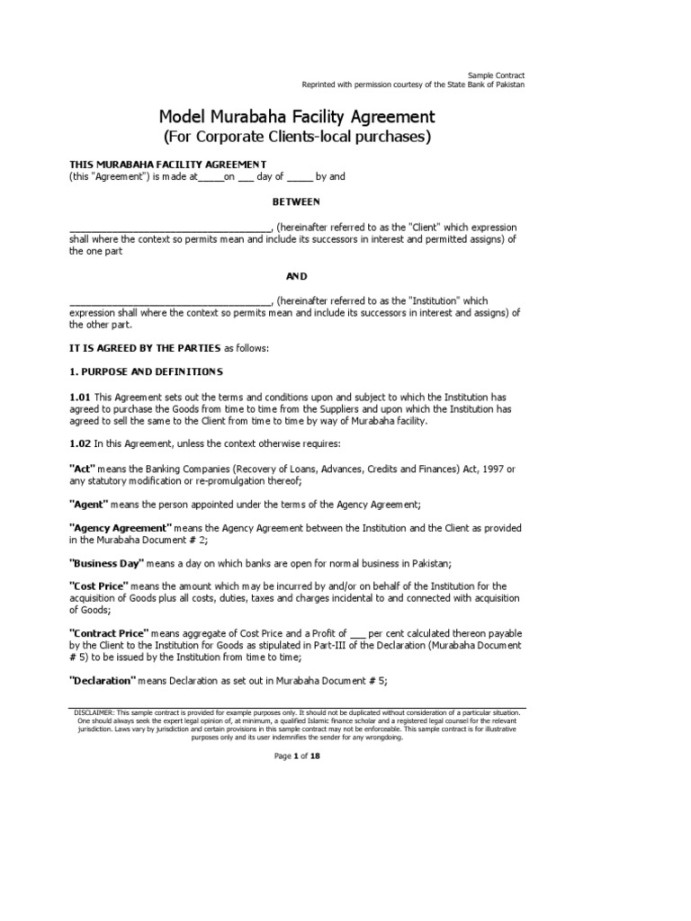 Murabaha Facility Agreement  PDF