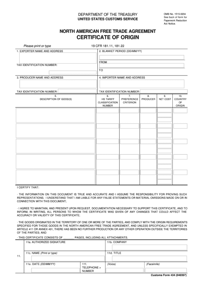 Nafta certificate of origin form: Fill out & sign online  DocHub