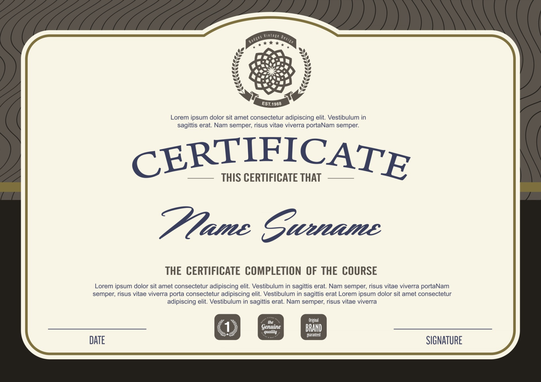 Qualification certificate template with elegant design