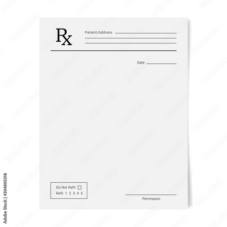 Rx pad template. Medical regular prescription form