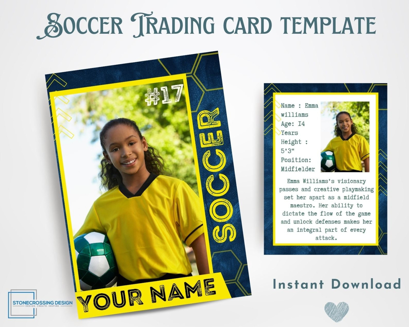 Soccer Trading Card Template Trading Card Template Canva Template