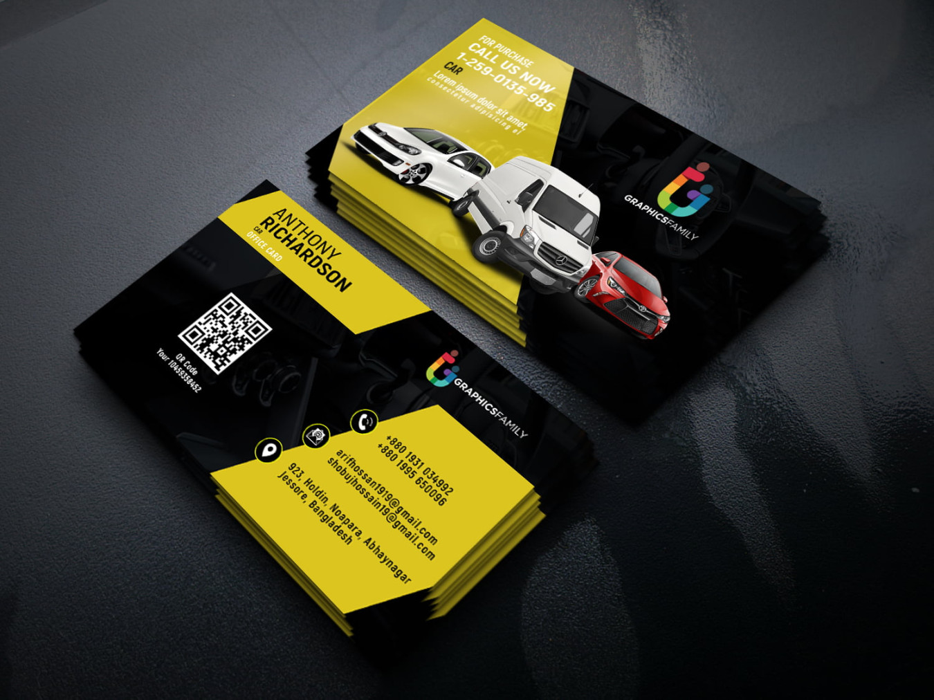 Stylish Automotive Business Card Design – GraphicsFamily