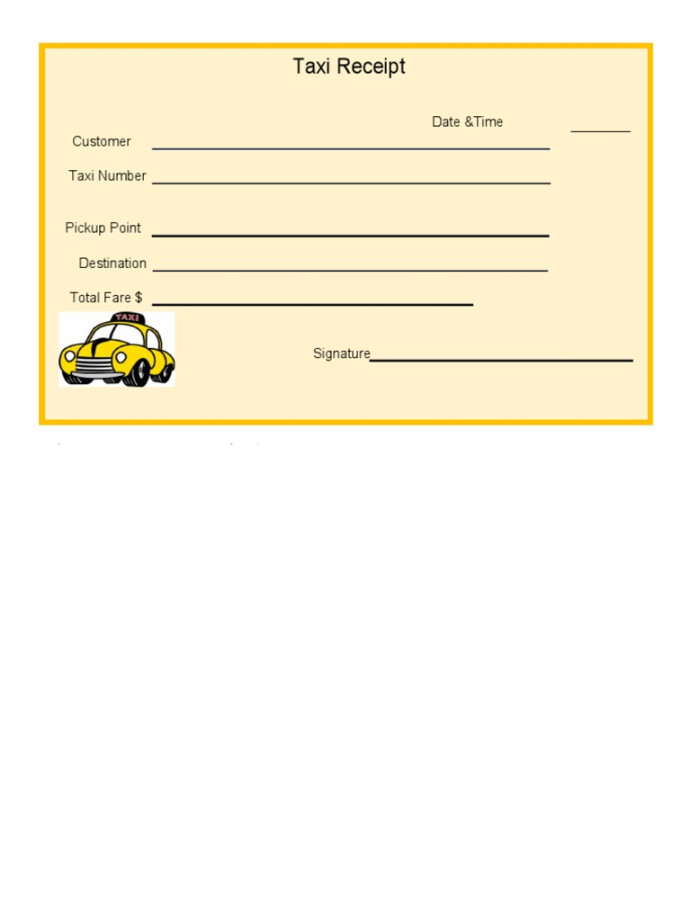 Taxi Receipt Template   PDF