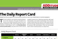 Daily Report Card Template For Students With ADHD