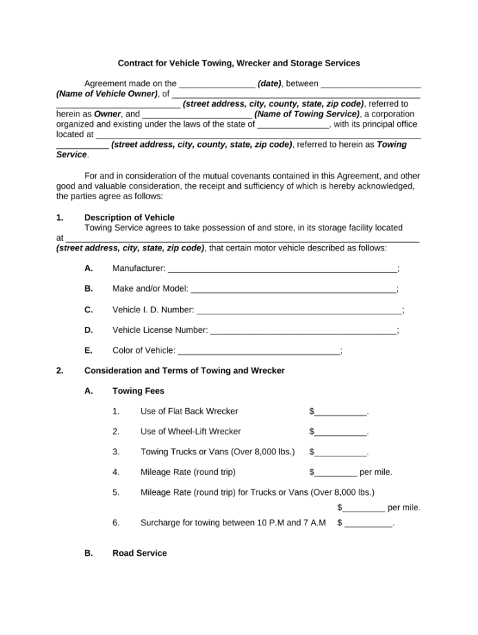 towing contract template Doc Template  pdfFiller