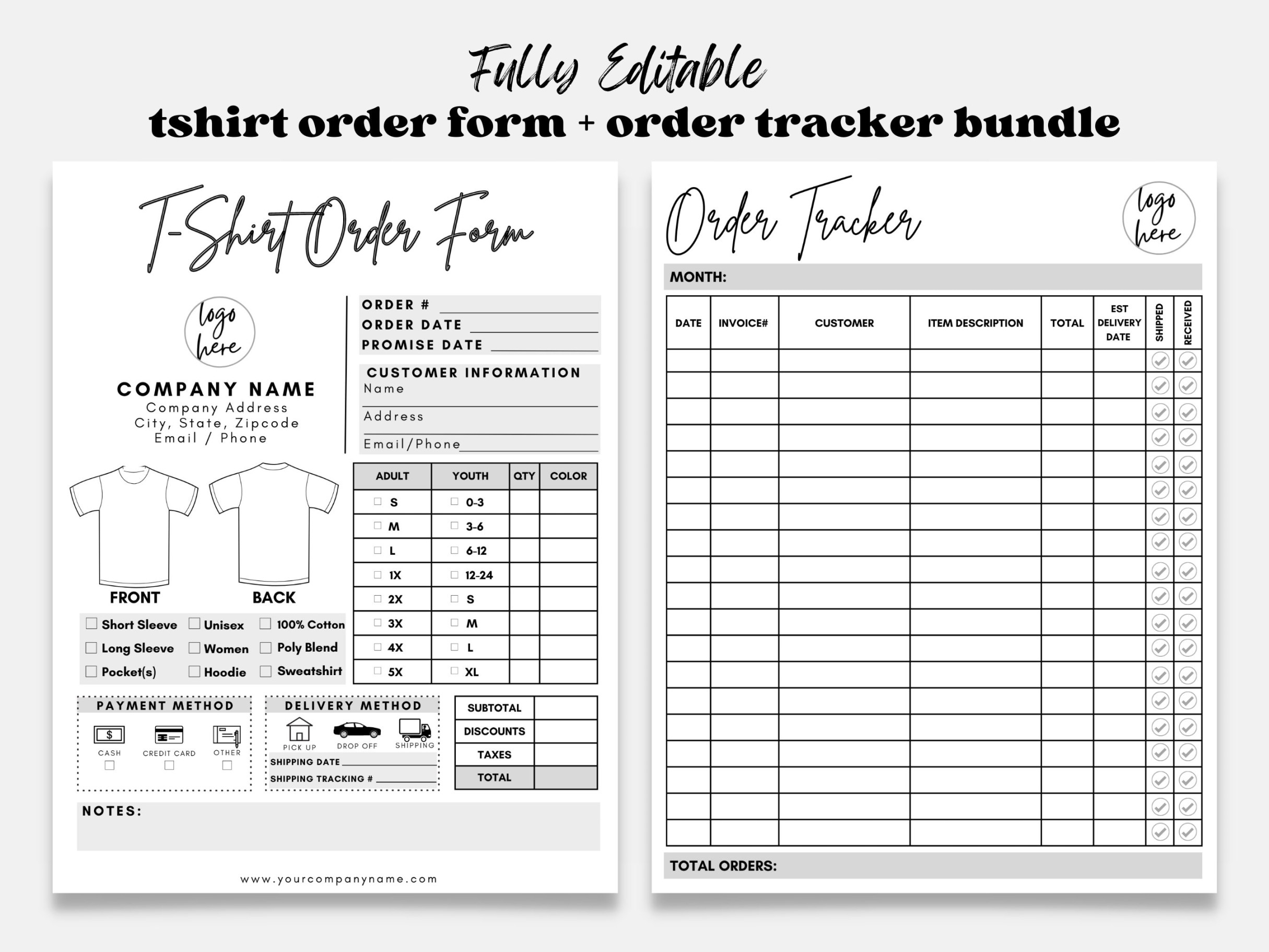 Tshirt Order Form, Shirt Order Form Template, T Shirt Order Form