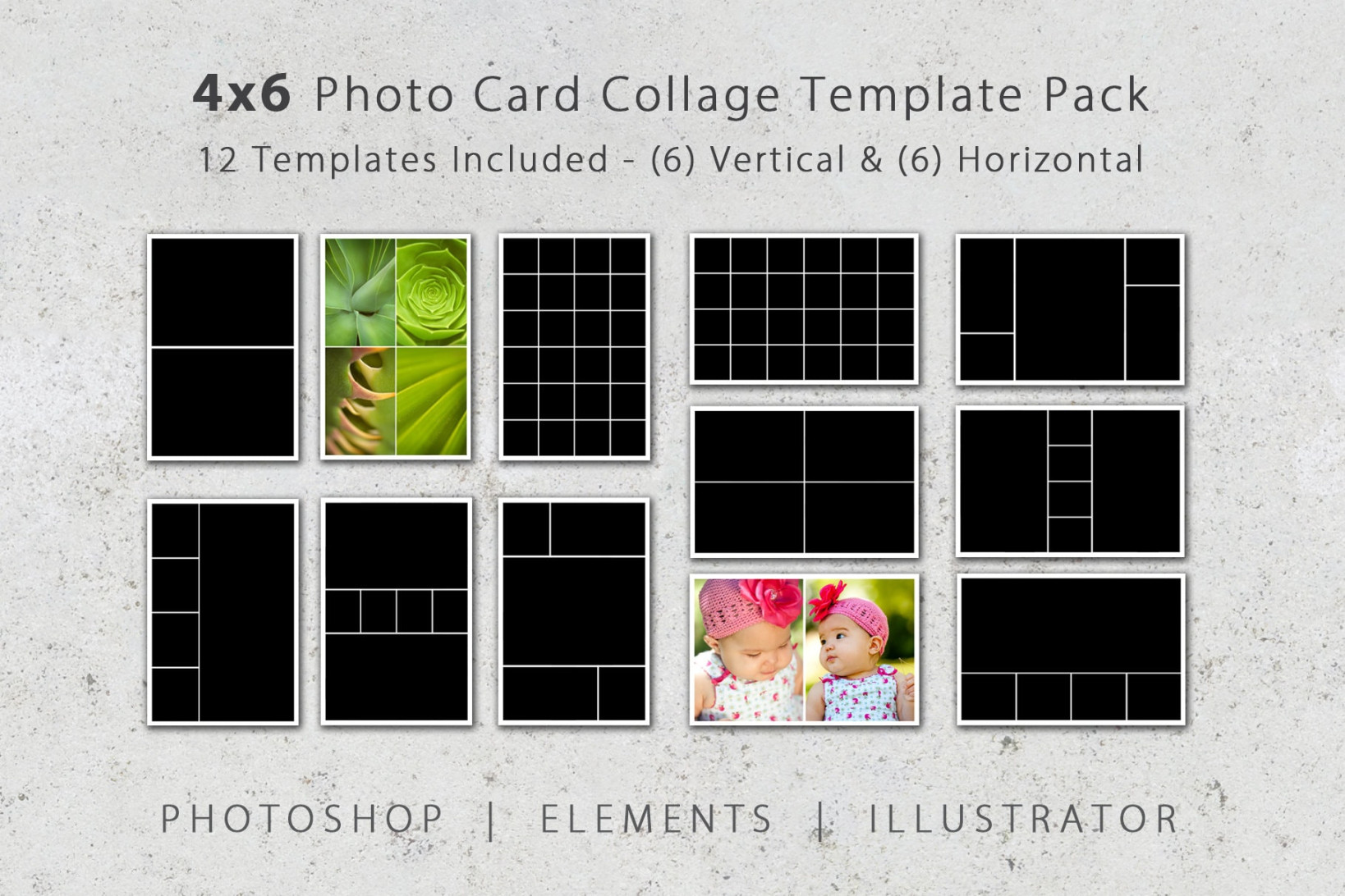 x Photo Template Pack,  Photo Card Templates, Photo Collage