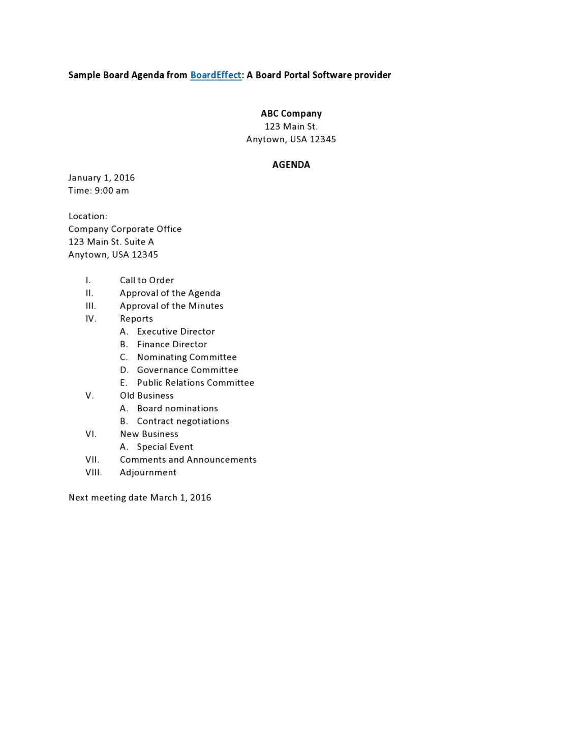 Board Meeting Agenda Templates (% FREE) ᐅ TemplateLab