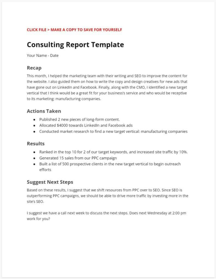 Consulting Report Template (For Any Type Of Consultant