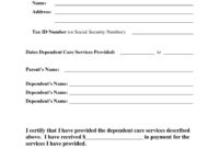 Dependent Care Receipt Template