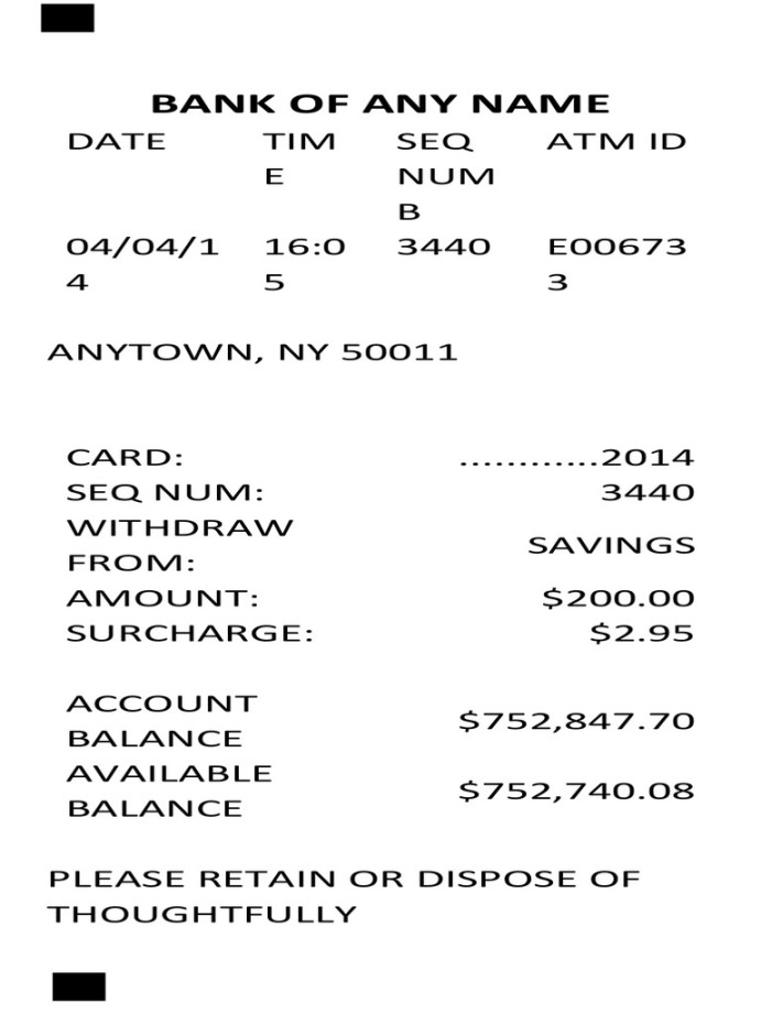 FAKE Atm RECEIPT TEMPLATE  PDF  Banking Technology  Banking