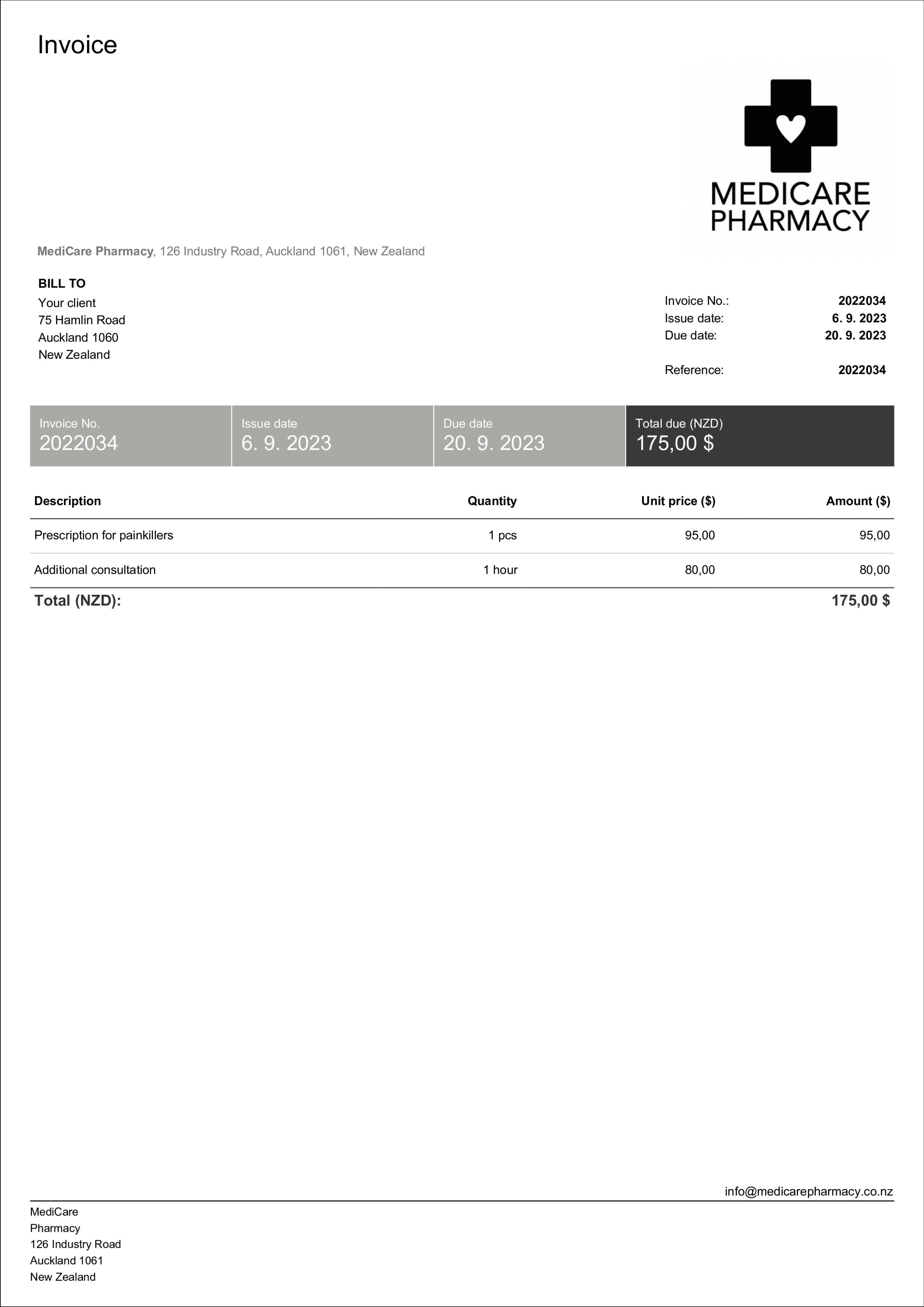 Free Medical Invoice Templates  Billdu