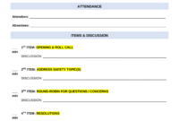 Monthly Safety Meeting Agenda Template