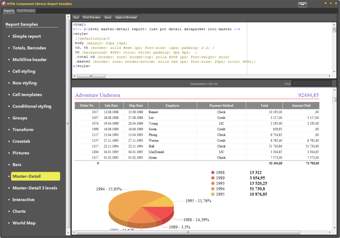 HTML Report Library for Delphi