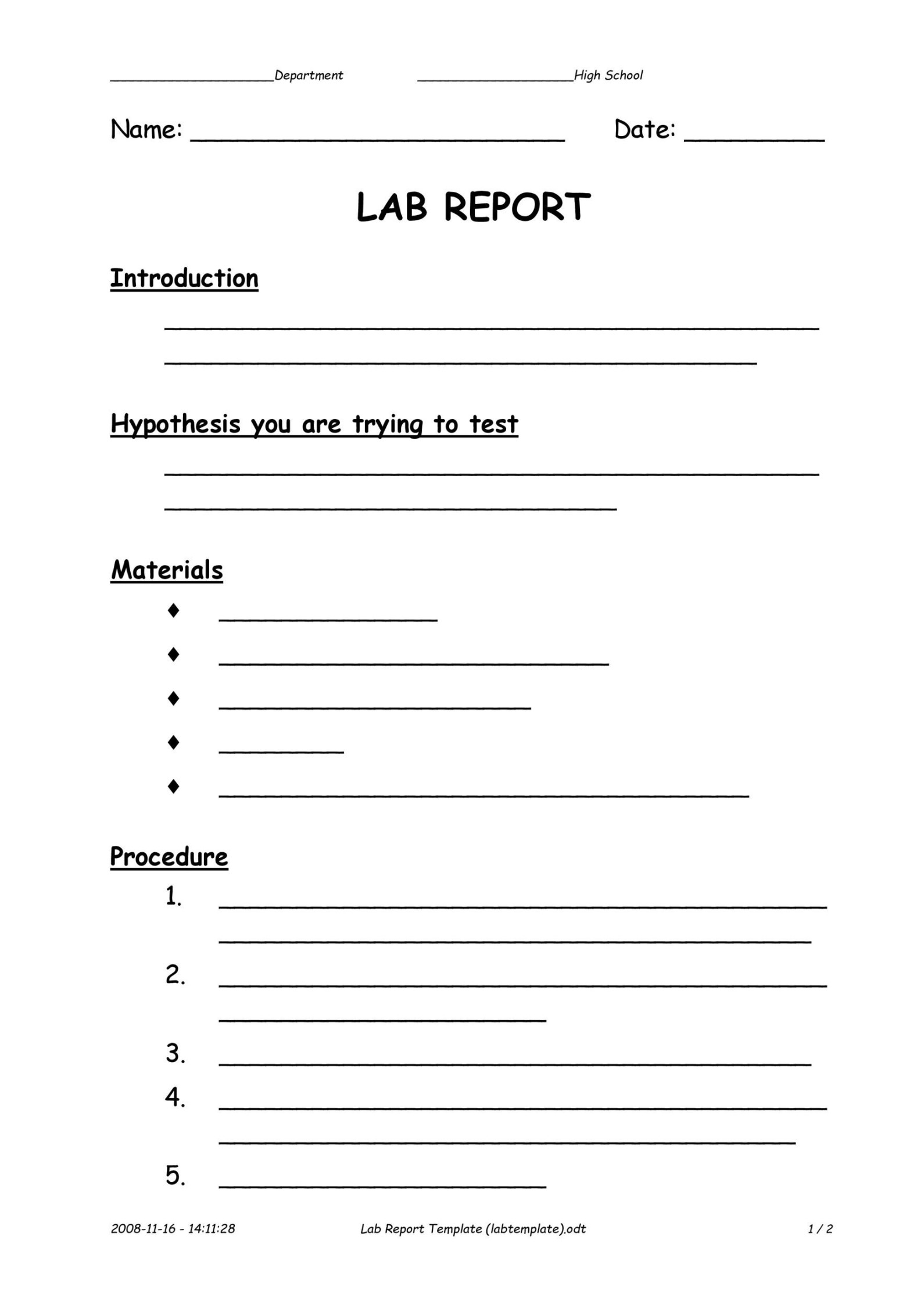 Lab Report Templates & Format Examples ᐅ TemplateLab