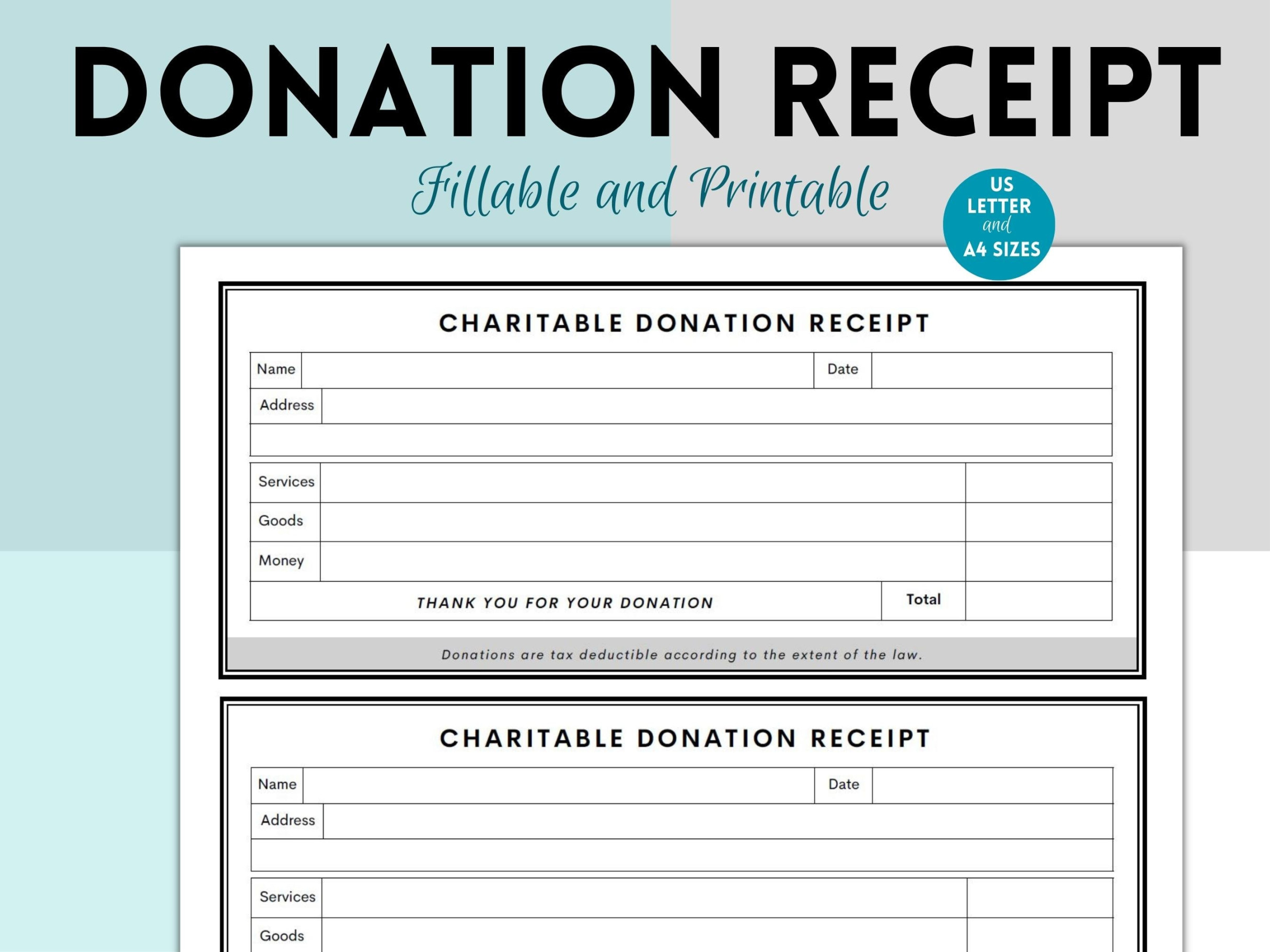 Nonprofit Charity Donation Gift Receipt, Donation Receipt